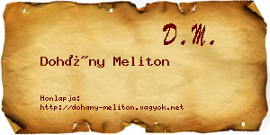 Dohány Meliton névjegykártya